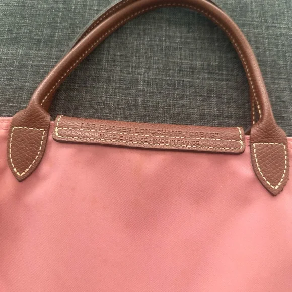 Longchamp Pink Tote Bag with Brown Leather and Zipper Closure - Picture 10 of 16